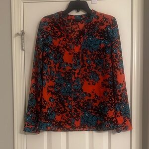 The Limited Orange and Blue Floral Blouse